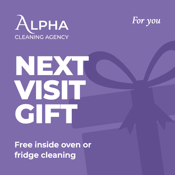Alpha Cleaning Agency next-visit gift card — free inside oven or fridge cleaning