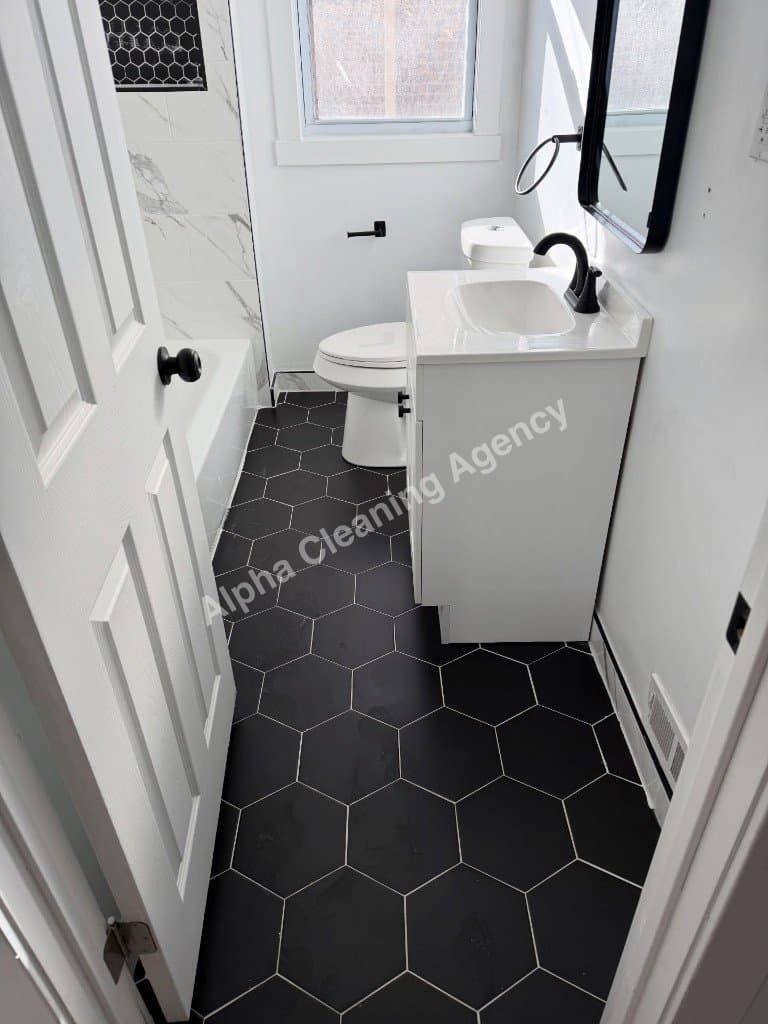 After Bathroom post-construction cleaning