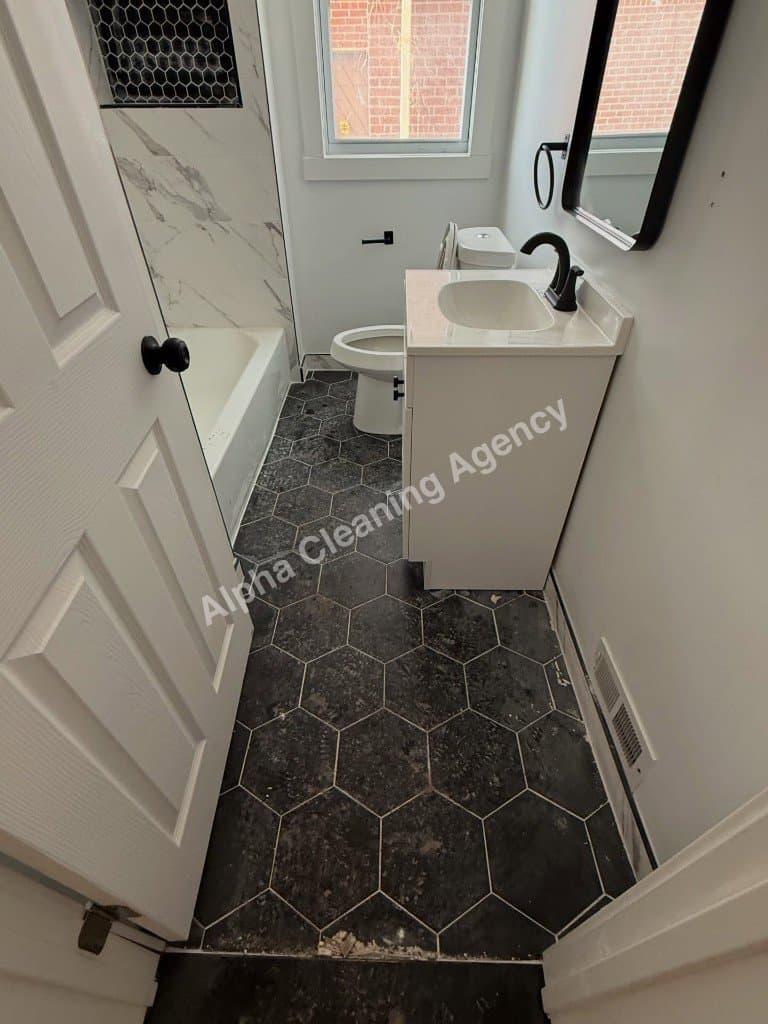 Before Bathroom post-construction cleaning