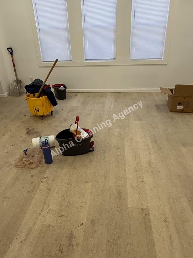 Before Empty room post-construction cleaning